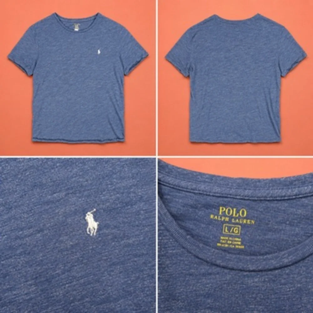 Polo Ralph Lauren T Shirt Mens Large Blue Cotton Crewneck Embroidered Logo